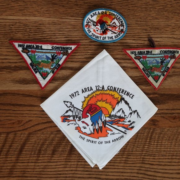 Lot of 1972 Area 12-E (XII-E) Boy Scout Conference Items (Scarf and Patches) - Picture 5 of 12